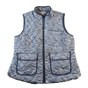 Croft & Barrow Quilted Vest Women's Size XL Blue Zip‎ Front Pockets Polyester